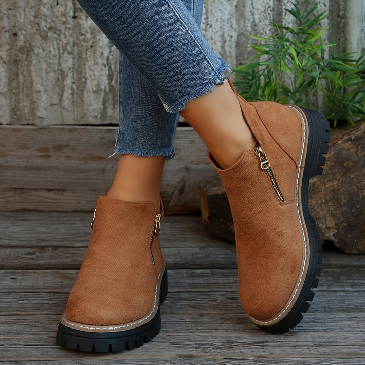 Golda | Women Spot Print Side Zip Ankle Boots