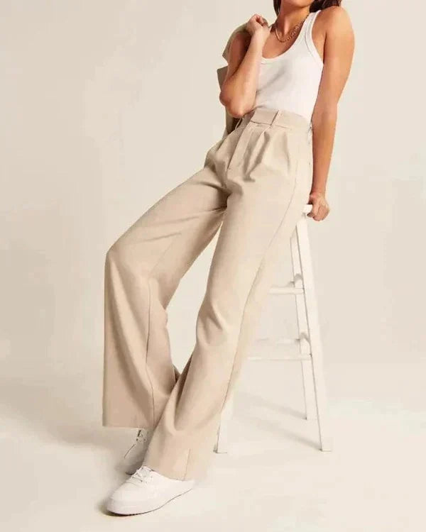 Lorene Women High Waist Pleated Wide Leg Dress Pants