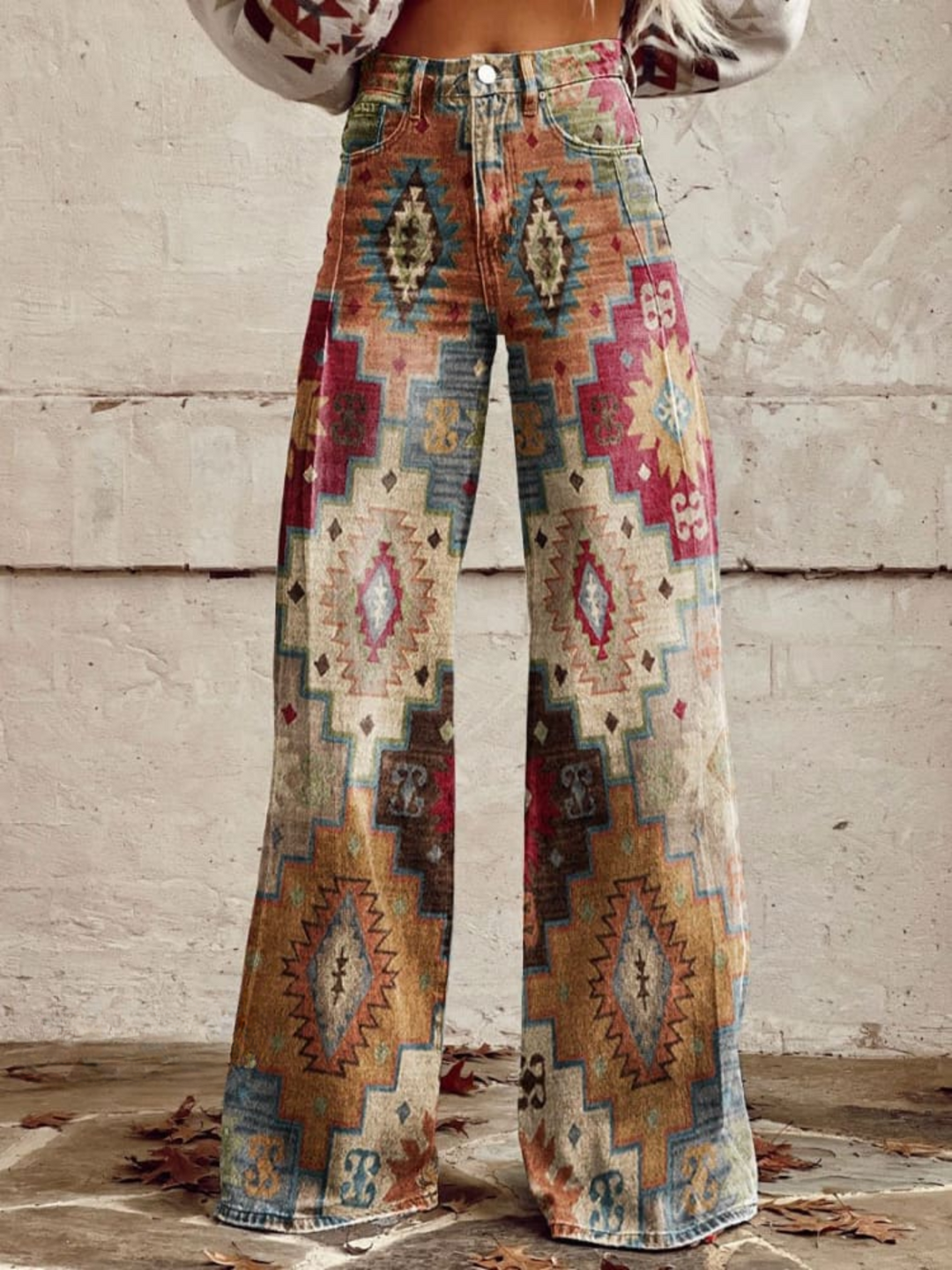 Freja | Women Relaxed Geometric Palazzo Pants
