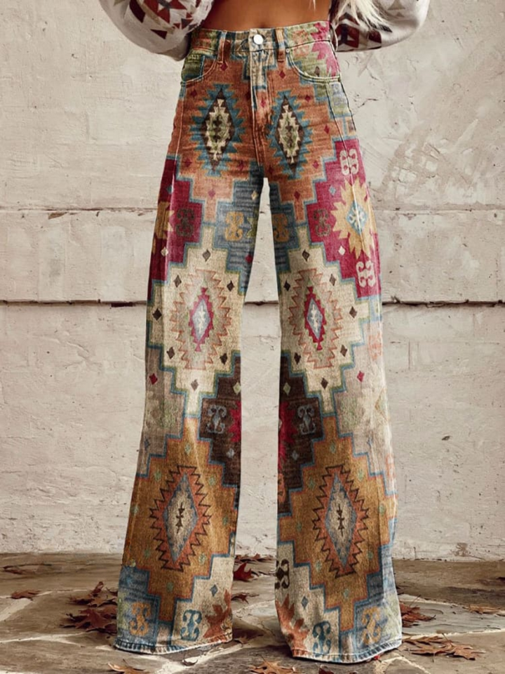 Freja | Women Relaxed Geometric Palazzo Pants