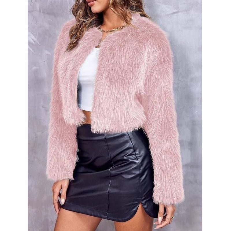 Liriel Women Cropped Shaggy Fluffy Jacket