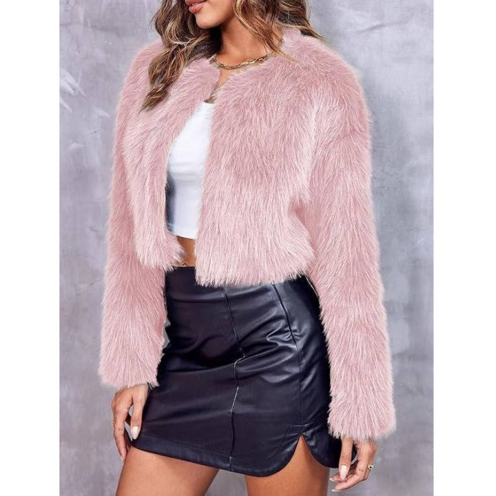 Liriel Women Cropped Shaggy Fluffy Jacket