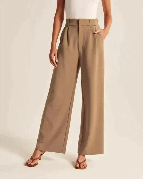 Lorene Women High Waist Pleated Wide Leg Dress Pants