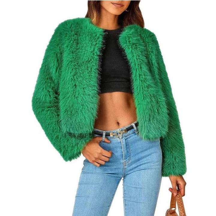Liriel Women Cropped Shaggy Fluffy Jacket
