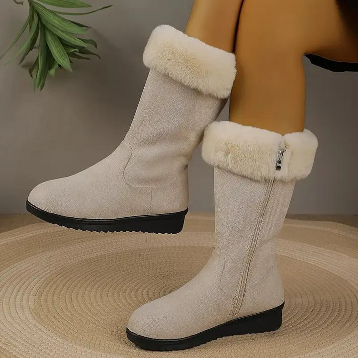 Live | Women Fur Cuff Mid Calf Boots