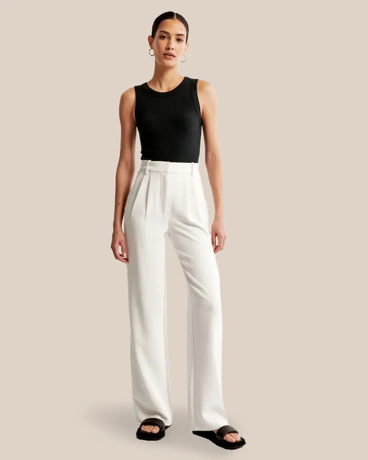 Lorene Women High Waist Pleated Wide Leg Dress Pants