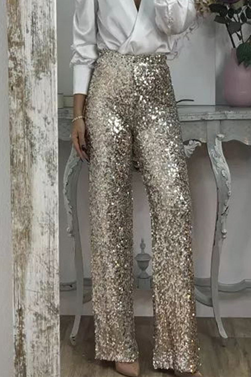 Eos | Women Sequin Straight Leg Pants