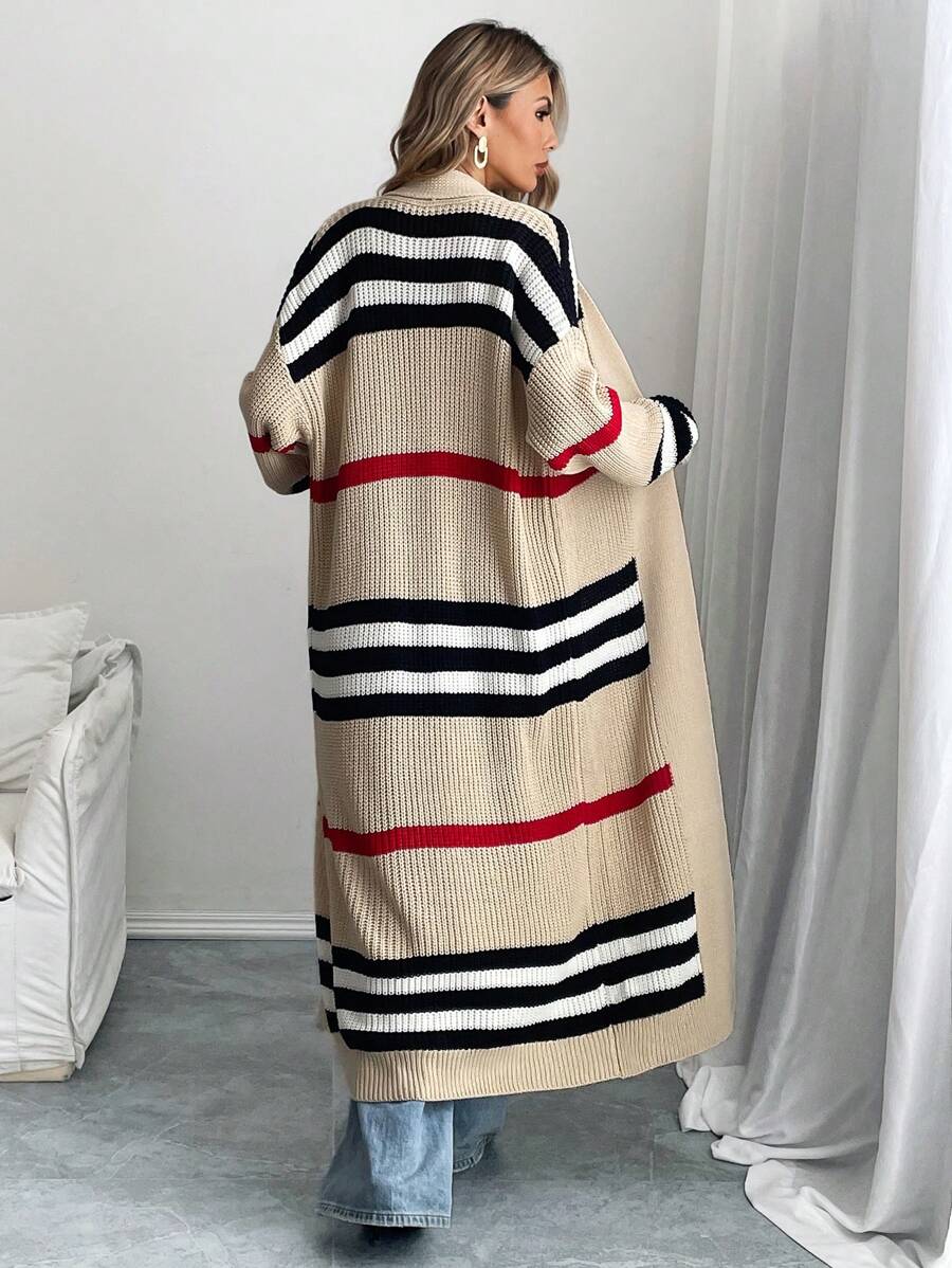 Rae | Women Striped Open Longline Cardigan