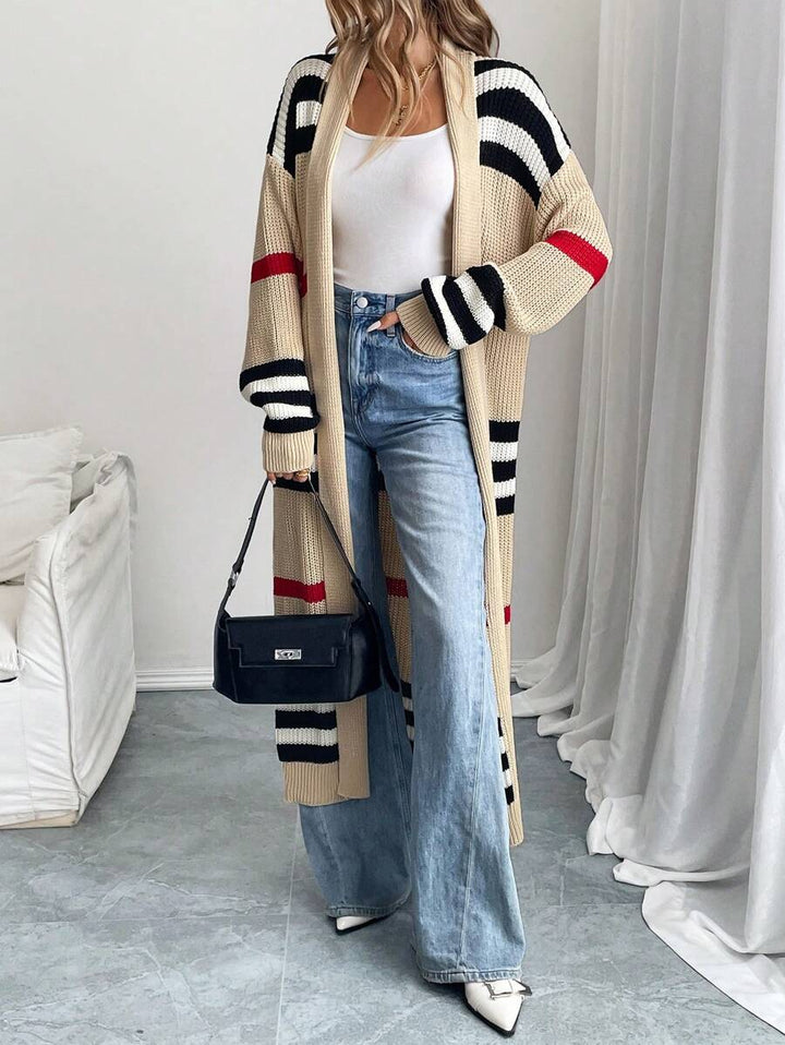 Rae | Women Striped Open Longline Cardigan