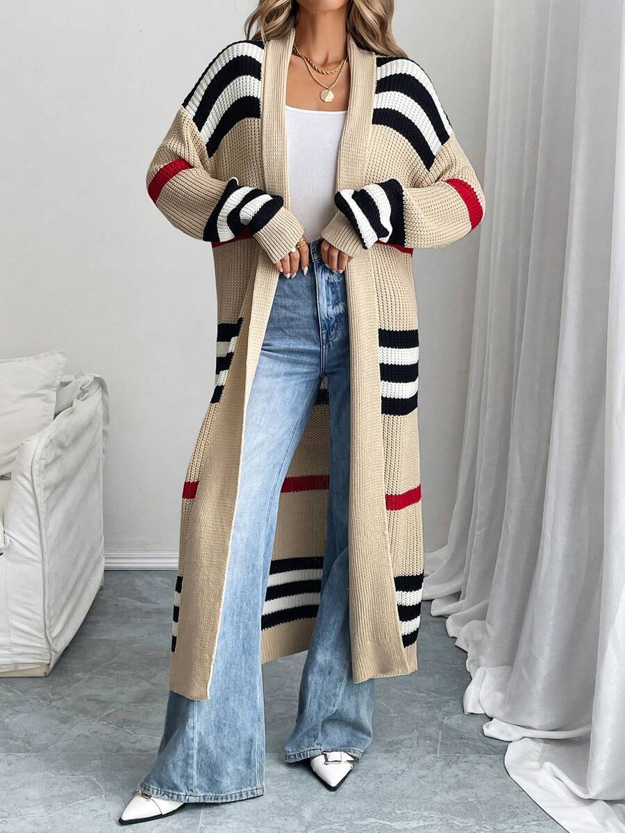 Rae | Women Striped Open Longline Cardigan