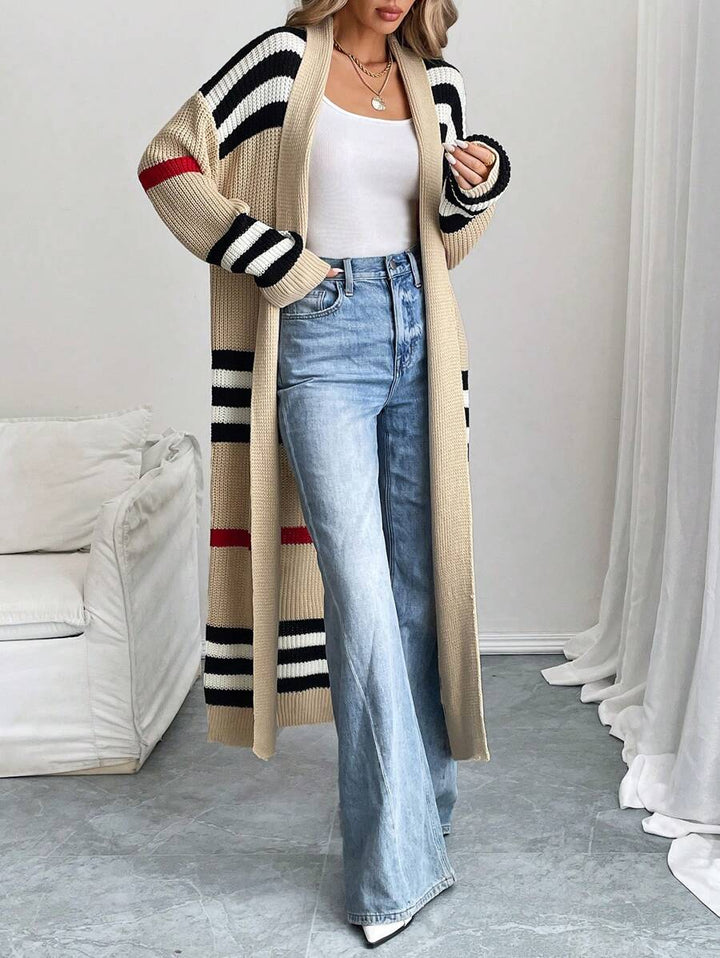 Rae | Women Striped Open Longline Cardigan