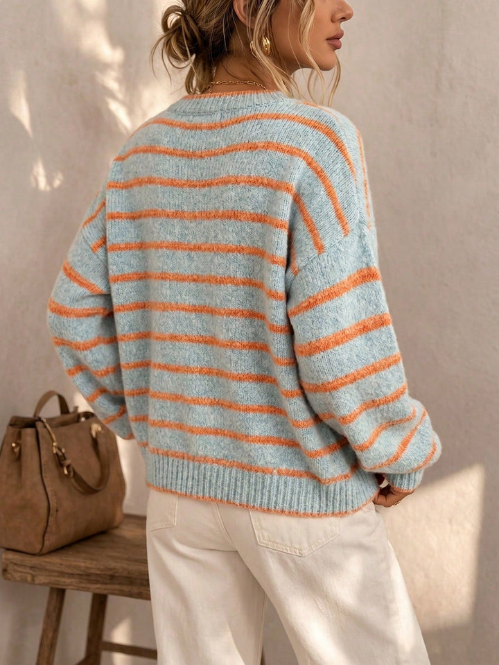 Meabh | Women Striped Button Cardigan