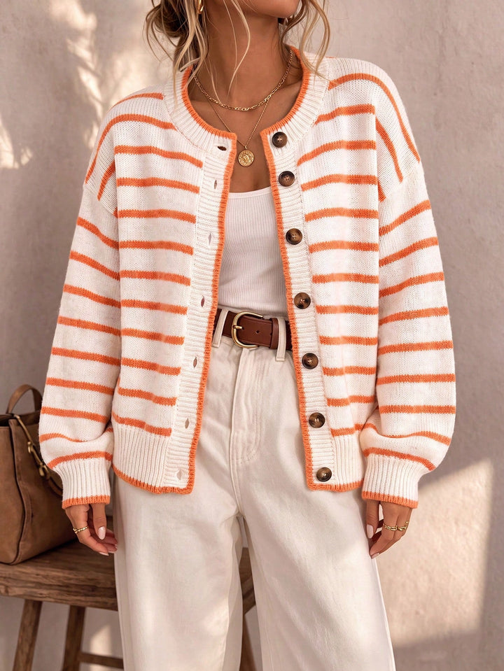 Meabh | Women Striped Button Cardigan