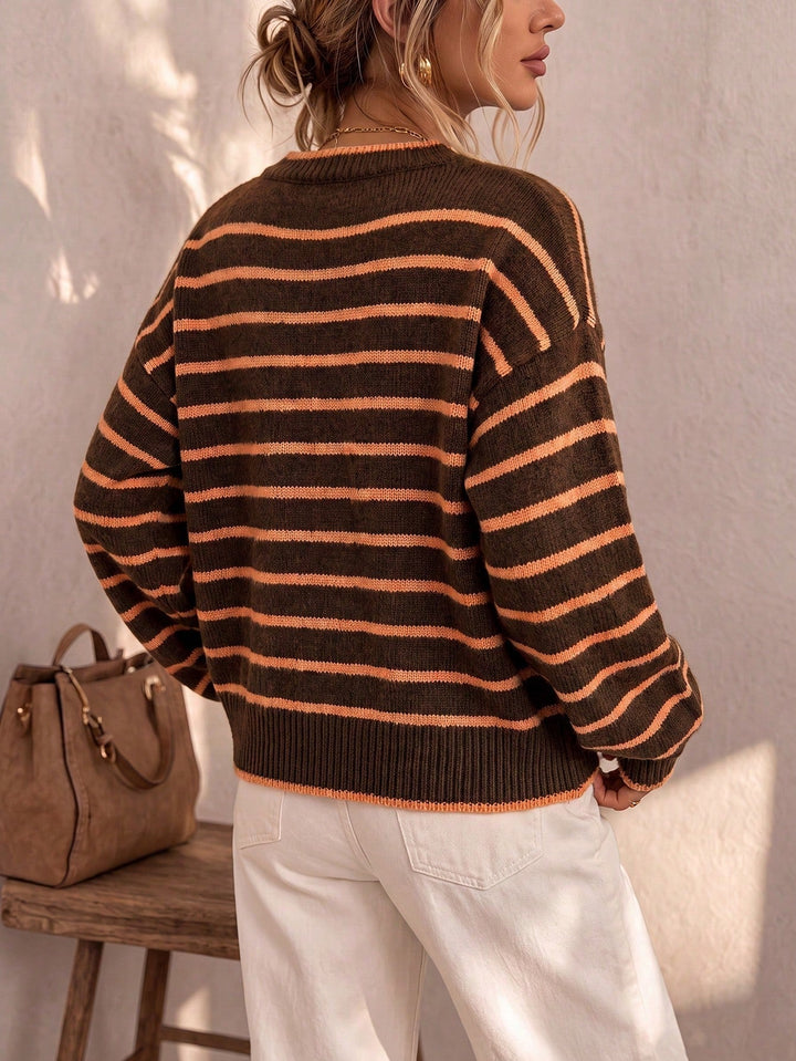 Meabh | Women Striped Button Cardigan