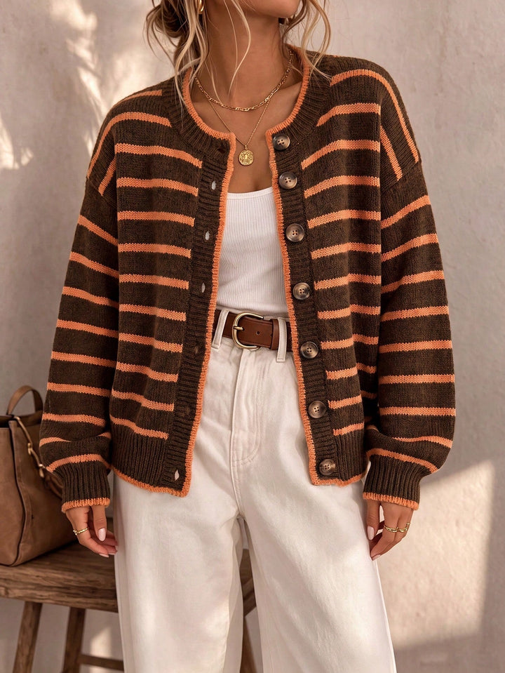 Meabh | Women Striped Button Cardigan