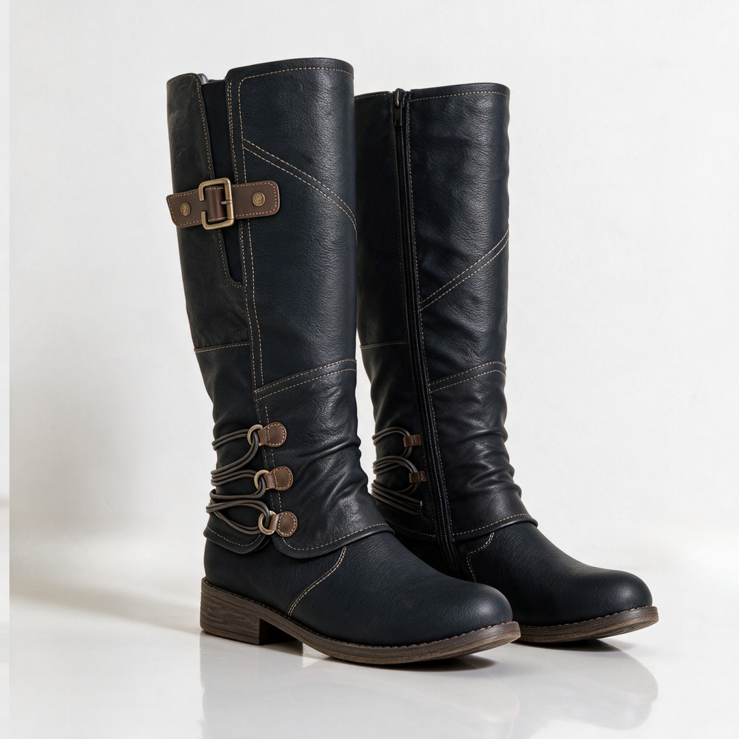 Larisa Women Wrapped Ankle Strap Riding Knee High Boots