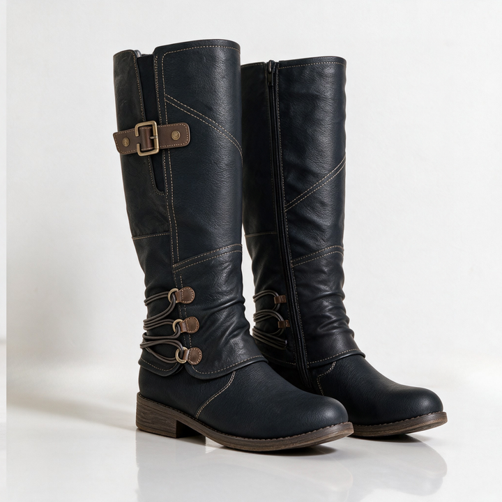 Larisa Women Wrapped Ankle Strap Riding Knee High Boots