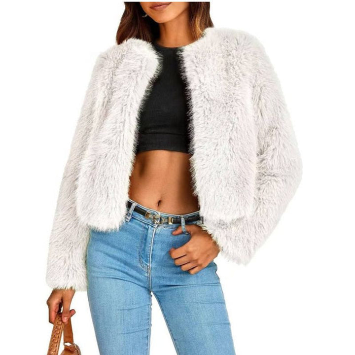 Liriel Women Cropped Shaggy Fluffy Jacket
