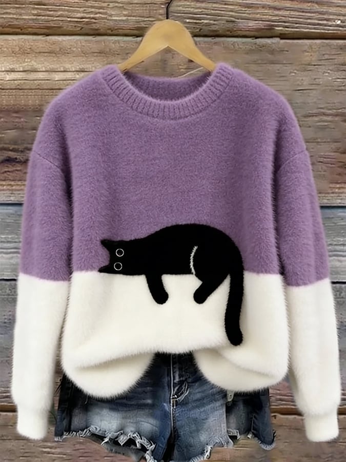 Jem | Women Cat Colorblock Sweater