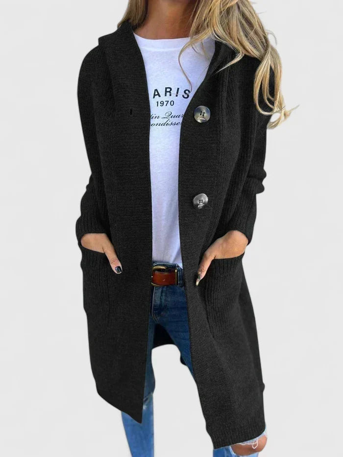 Kyla | Women Hooded Button Longline Cardigan