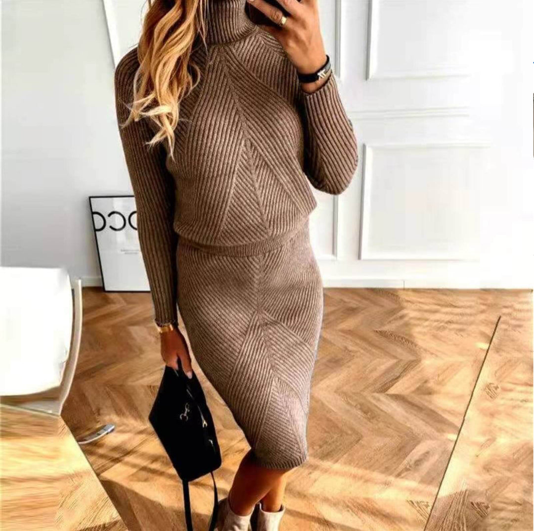 Trix | Women Ribbed Turtleneck Knit Dress