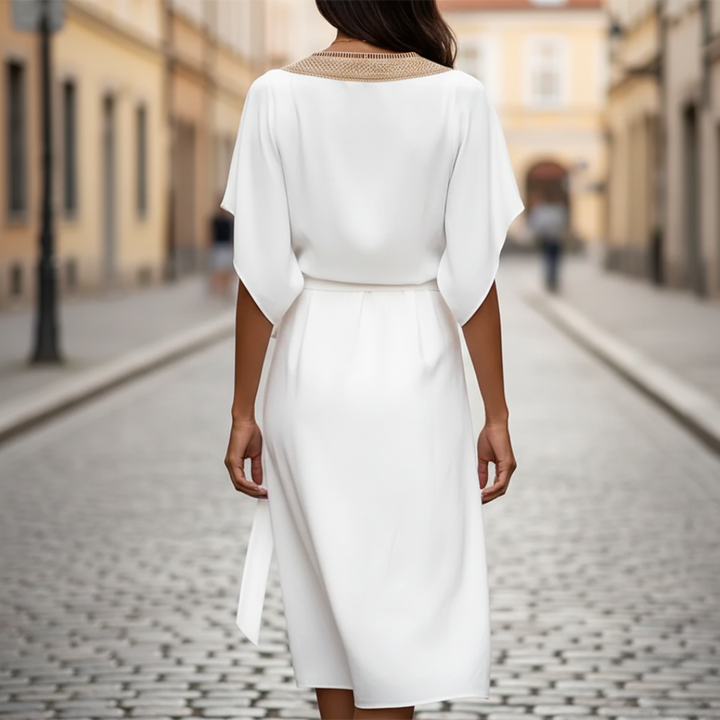 Elisabetta | Women Belted Midi Fall Wedding Guest Dress