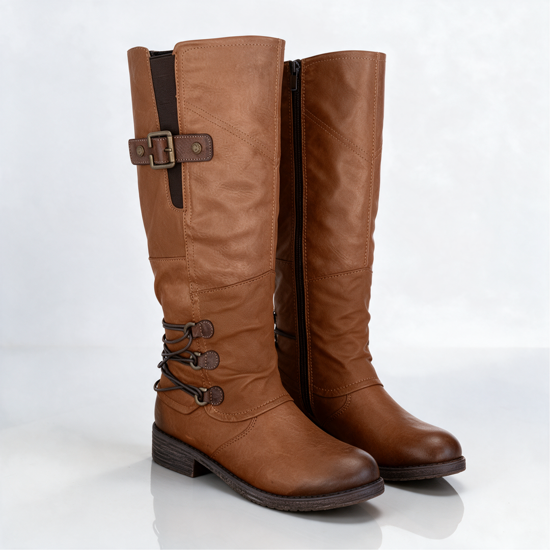 Larisa Women Wrapped Ankle Strap Riding Knee High Boots