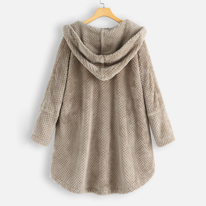 Inga | Women Hooded Button Fluffy Jacket