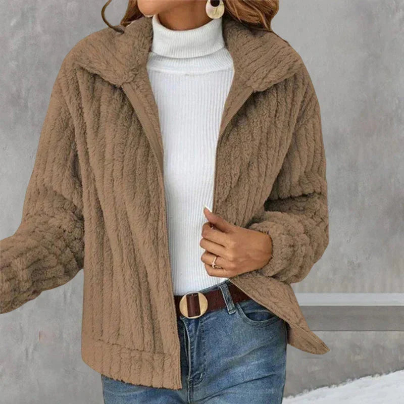 Yana | Women Zip Collar Fluffy Jacket