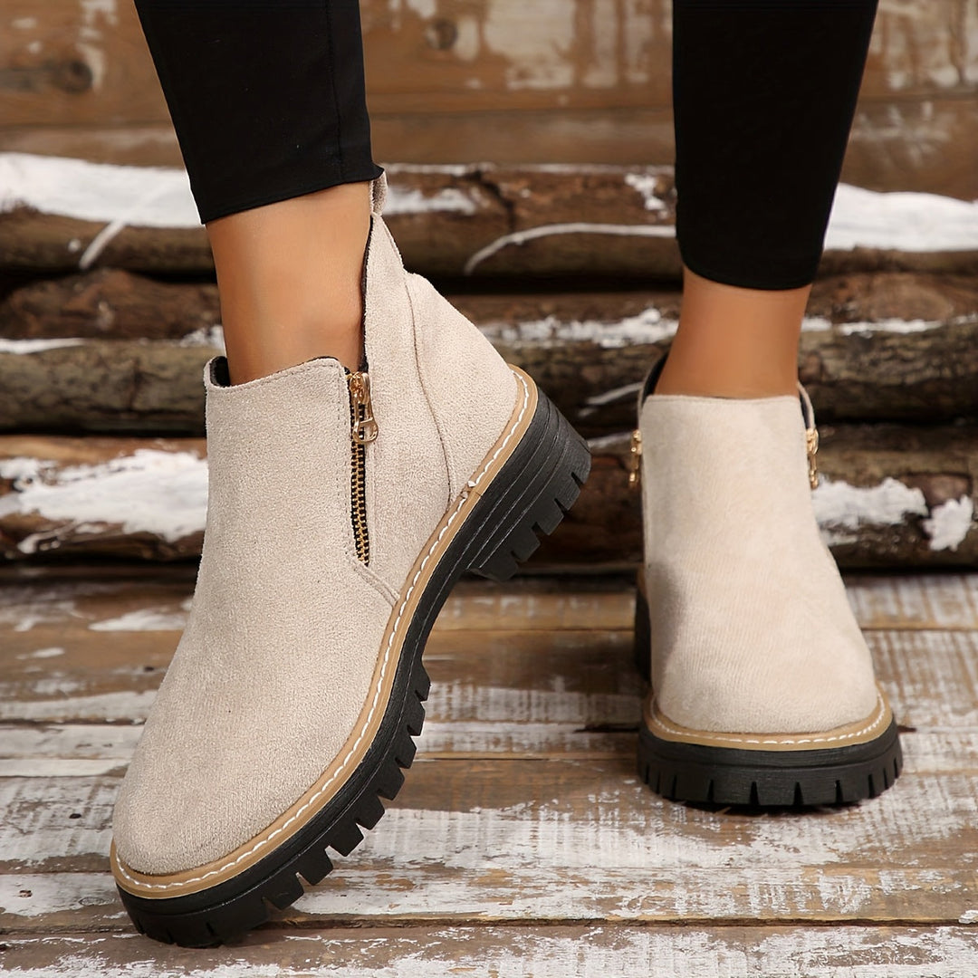 Golda | Women Spot Print Side Zip Ankle Boots