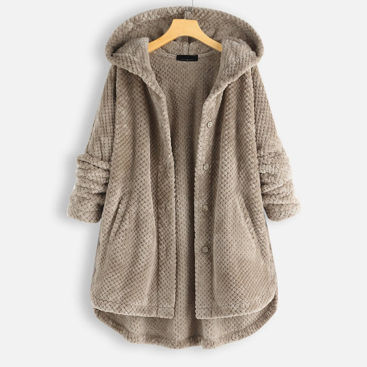 Inga | Women Hooded Button Fluffy Jacket