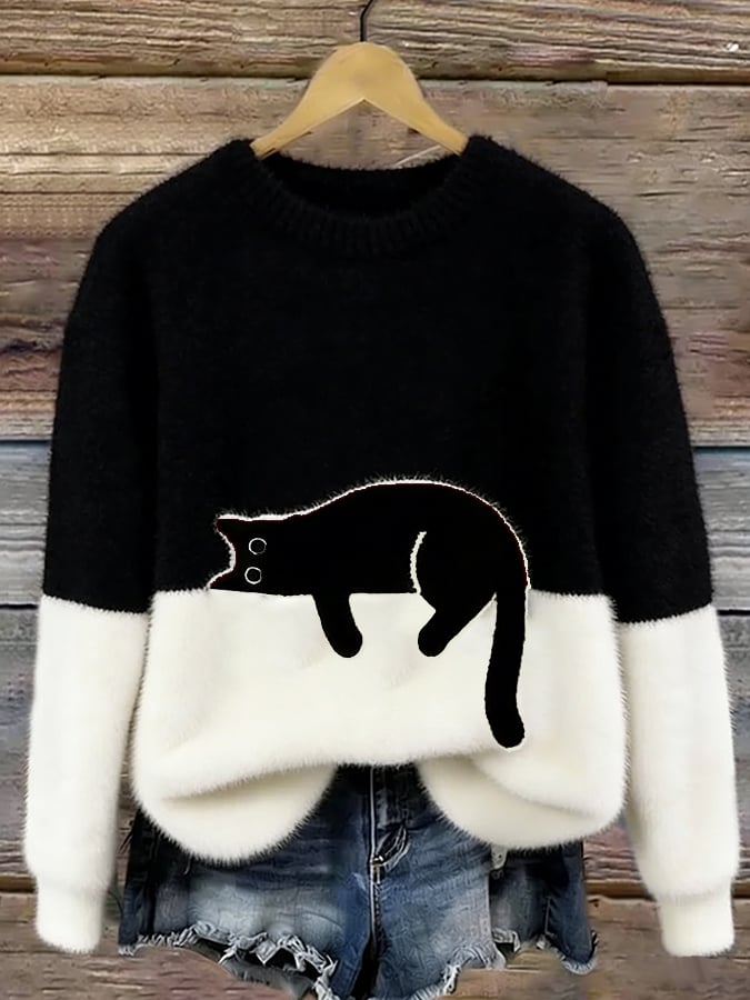 Jem | Women Cat Colorblock Sweater