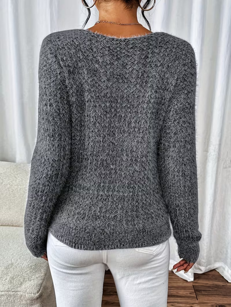 Roos | Women Textured V Neck Sweater
