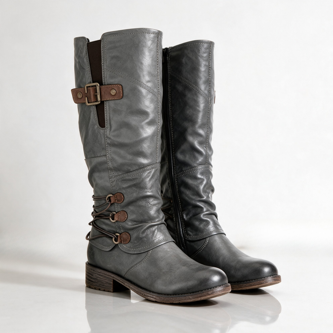 Larisa Women Wrapped Ankle Strap Riding Knee High Boots