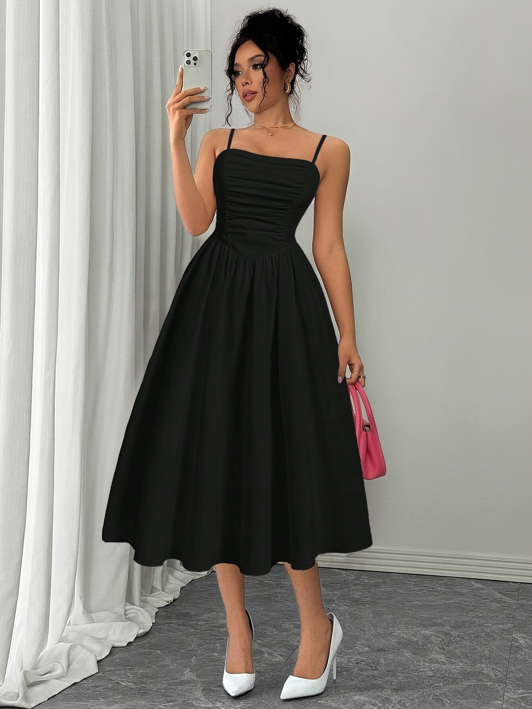 Maia | Women Ruched Bodice Midi Dress