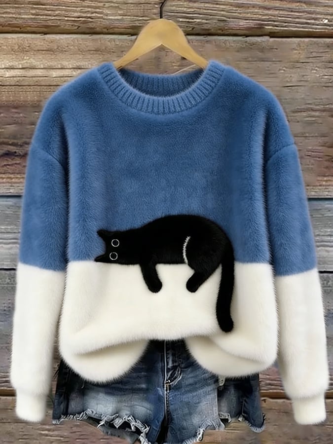 Jem | Women Cat Colorblock Sweater