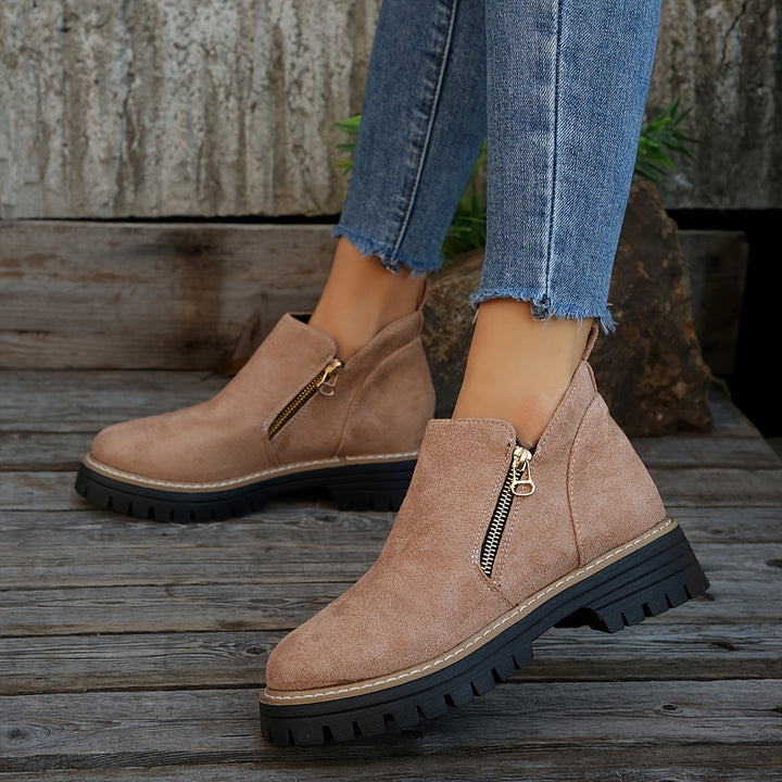 Golda | Women Spot Print Side Zip Ankle Boots