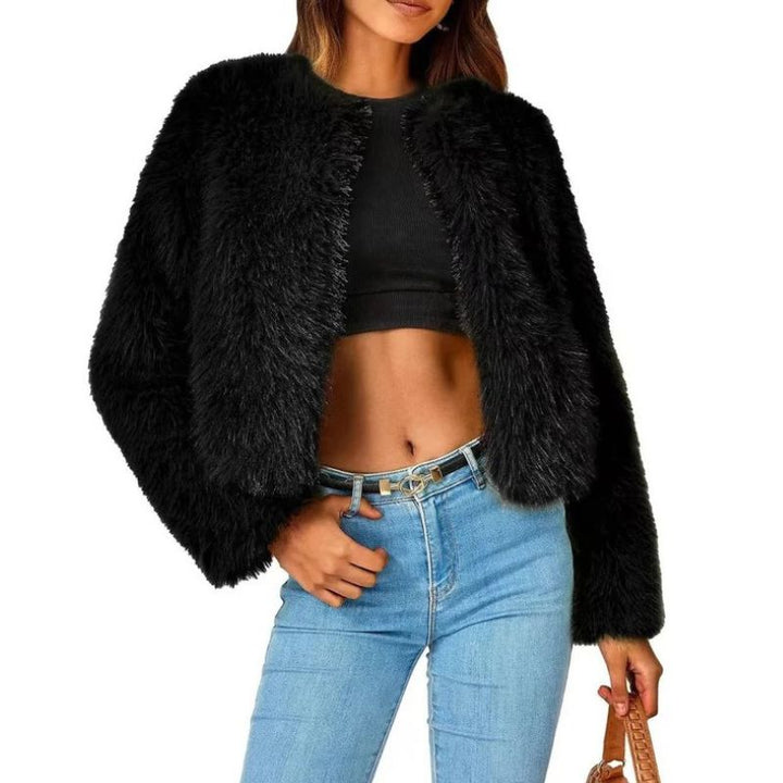 Liriel Women Cropped Shaggy Fluffy Jacket