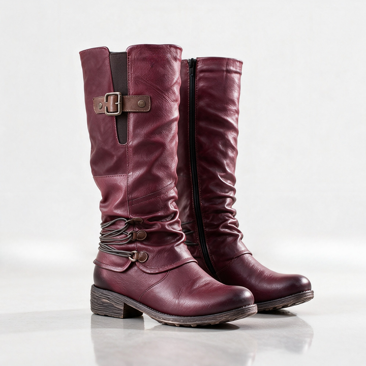Larisa Women Wrapped Ankle Strap Riding Knee High Boots