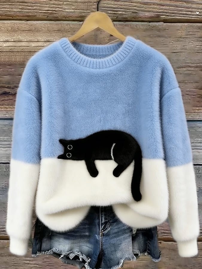 Jem | Women Cat Colorblock Sweater