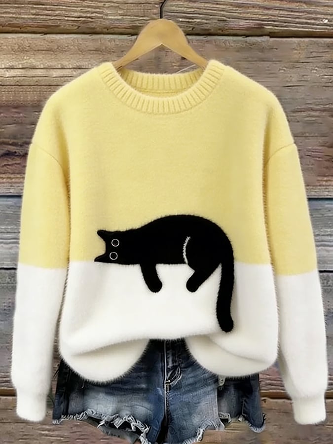 Jem | Women Cat Colorblock Sweater