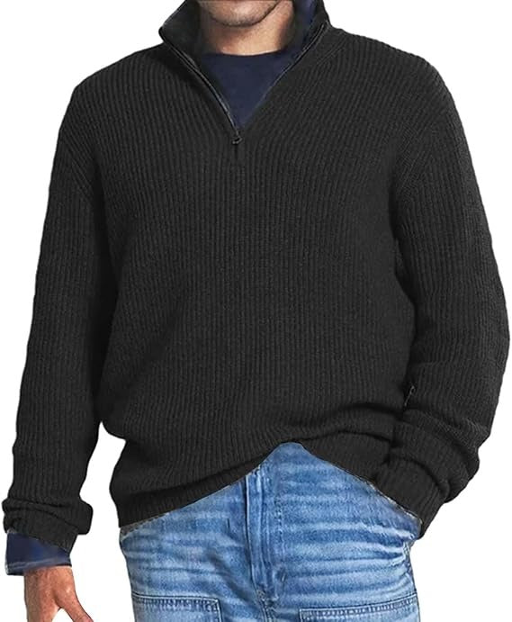Hugh | Men Ribbed Quarter Zip Sweater