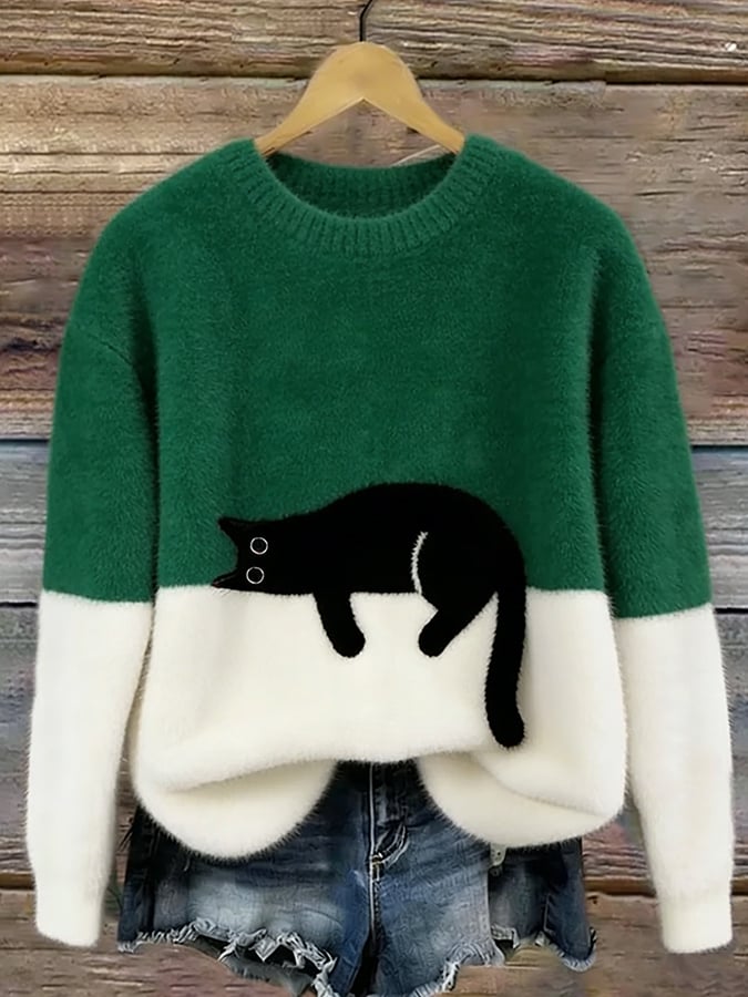 Jem | Women Cat Colorblock Sweater