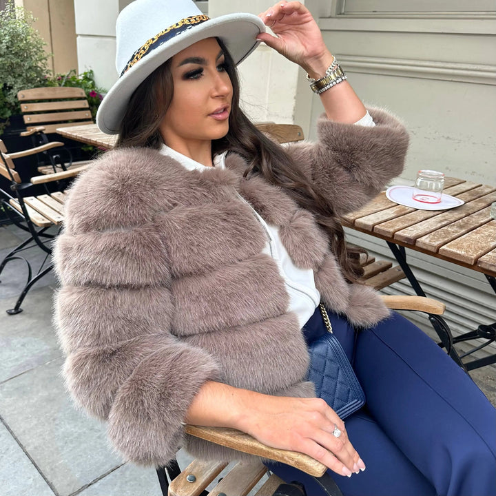 Brenda Women Cropped Paneled Faux Fur Coat