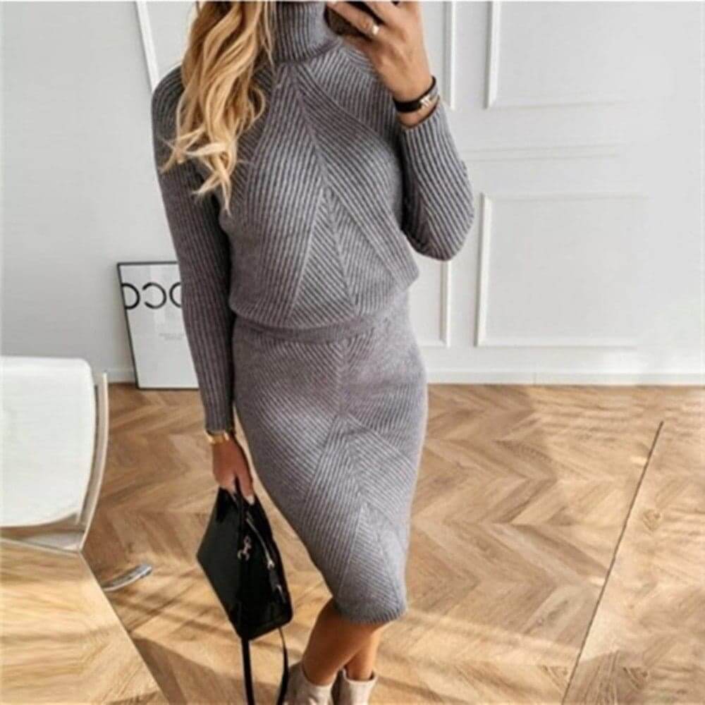 Trix | Women Ribbed Turtleneck Knit Dress