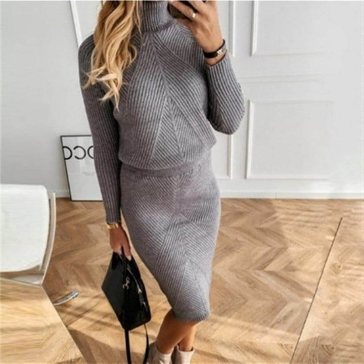 Trix | Women Ribbed Turtleneck Knit Dress