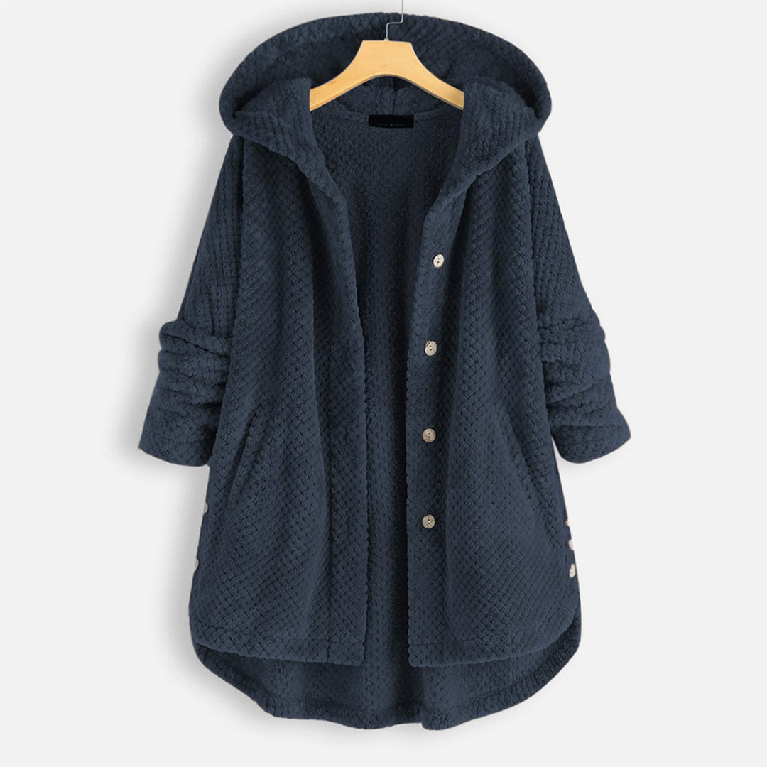 Inga | Women Hooded Button Fluffy Jacket