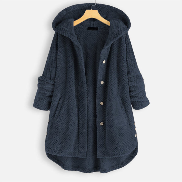 Inga | Women Hooded Button Fluffy Jacket