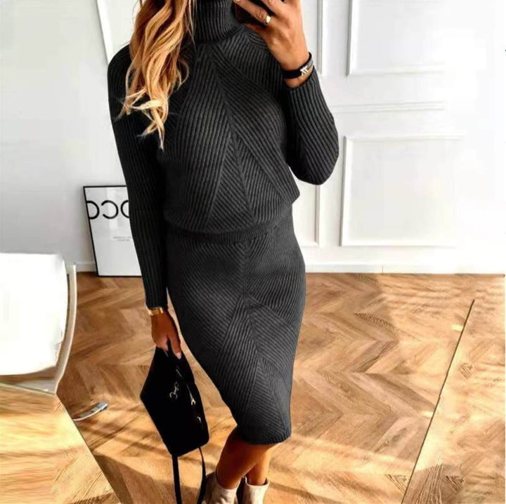 Trix | Women Ribbed Turtleneck Knit Dress