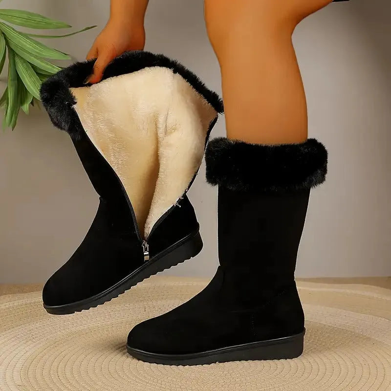 Live | Women Fur Cuff Mid Calf Boots